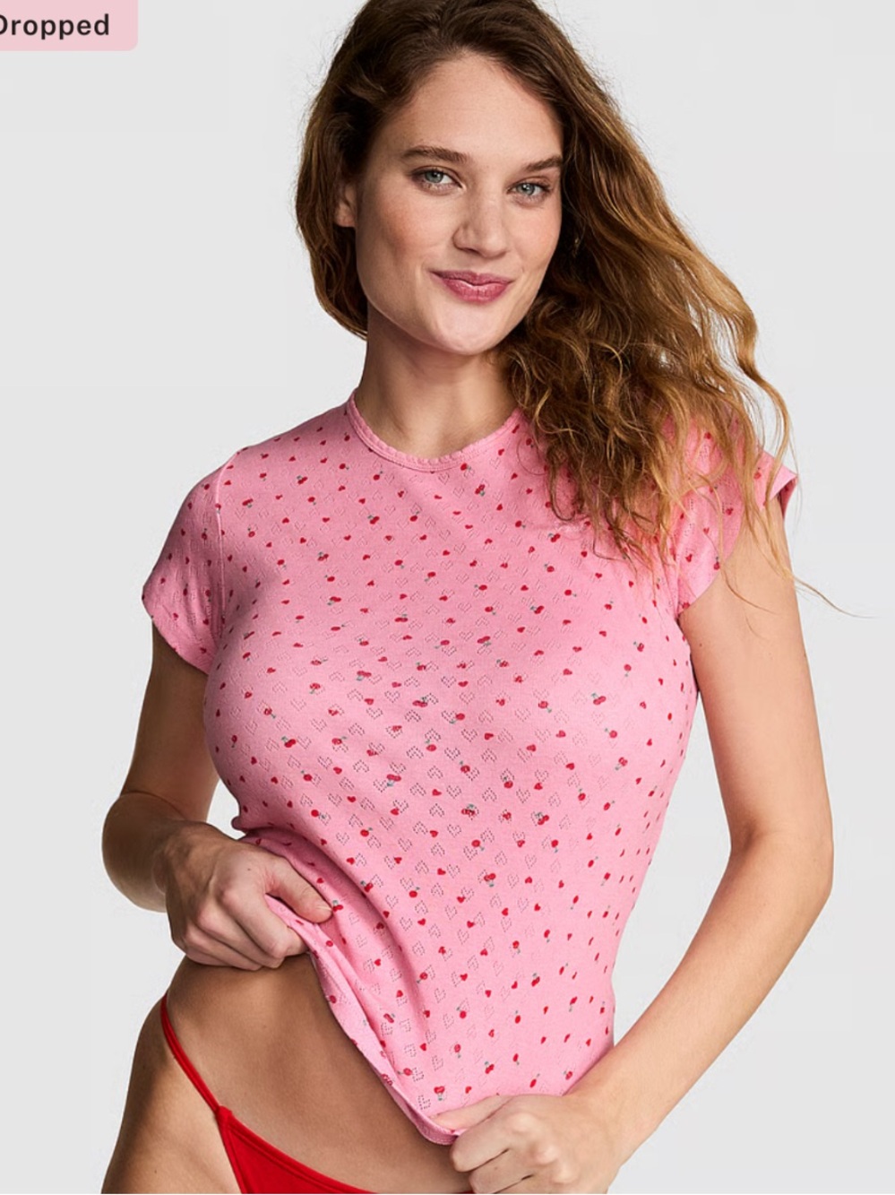 🍒 PINK Cotton Heart Pointelle Sleep Set in Petal Pink Hearts with Cherries 🍒